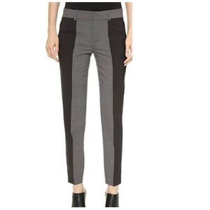 Vince Contrast Panel High Rise Tapered Leg Wool Trouser Pants Gray Black 10